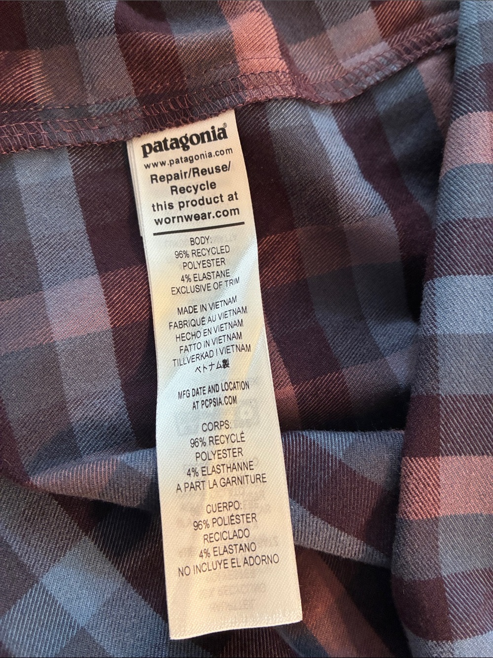 Patagonia Women's Canyonite Flannel Shirt size L blues pinks checks plaid - Picture 3 of 3